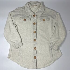 Soft Surroundings Terry Knit Button Front Jacket Shacket Gray Size Medium M